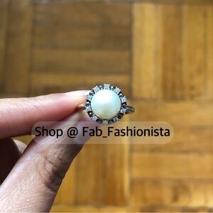 Pandora large pearl diamond stone statement ring